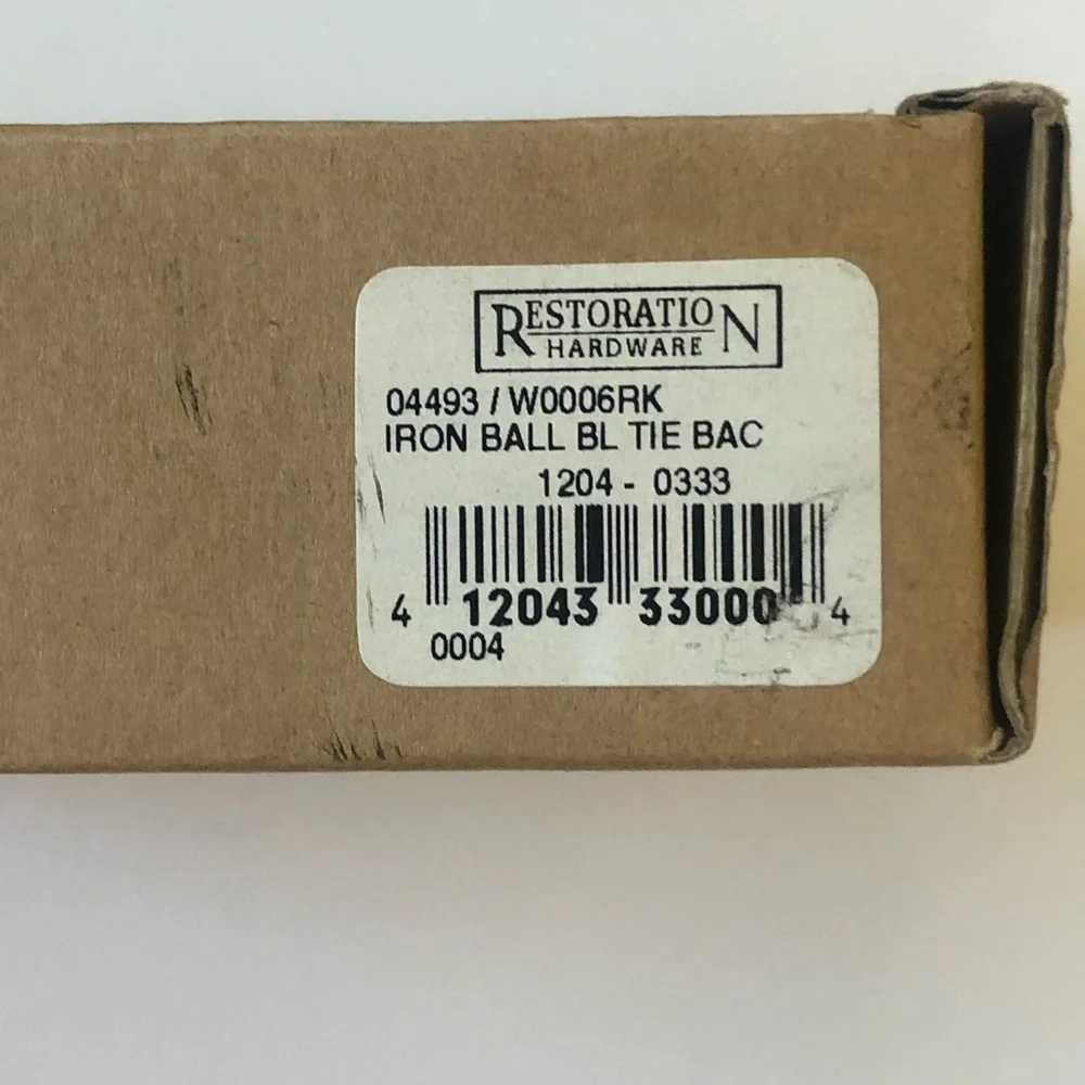 RESTORATION HARDWARE-SET OF 2-BALL FINIAL TIE BACK - BLACK IRON FINISH | NEW